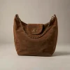 Caramel suede hobo bag