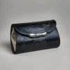 Black satin evening clutch bag